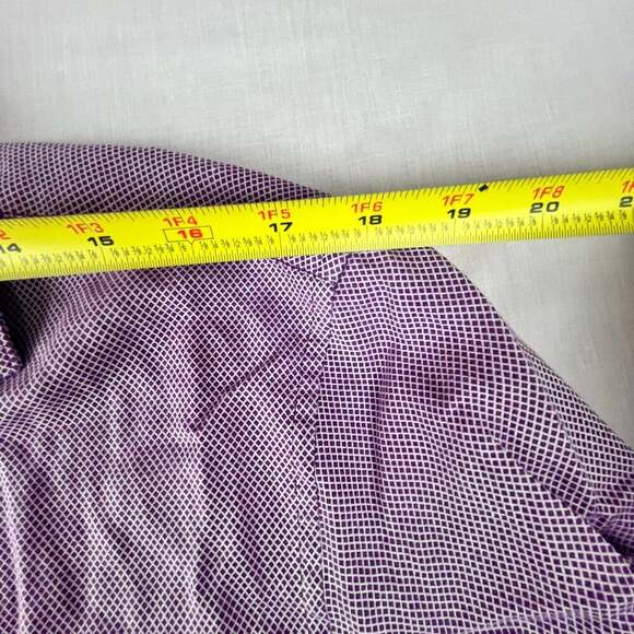 Original Penguin Men’s 16 34/35 Slim Fit Long Sleeve Purple Diamond Button Down - Picture 8 of 11